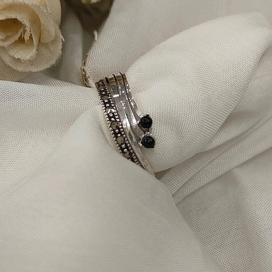 Marcasite Blue Ring